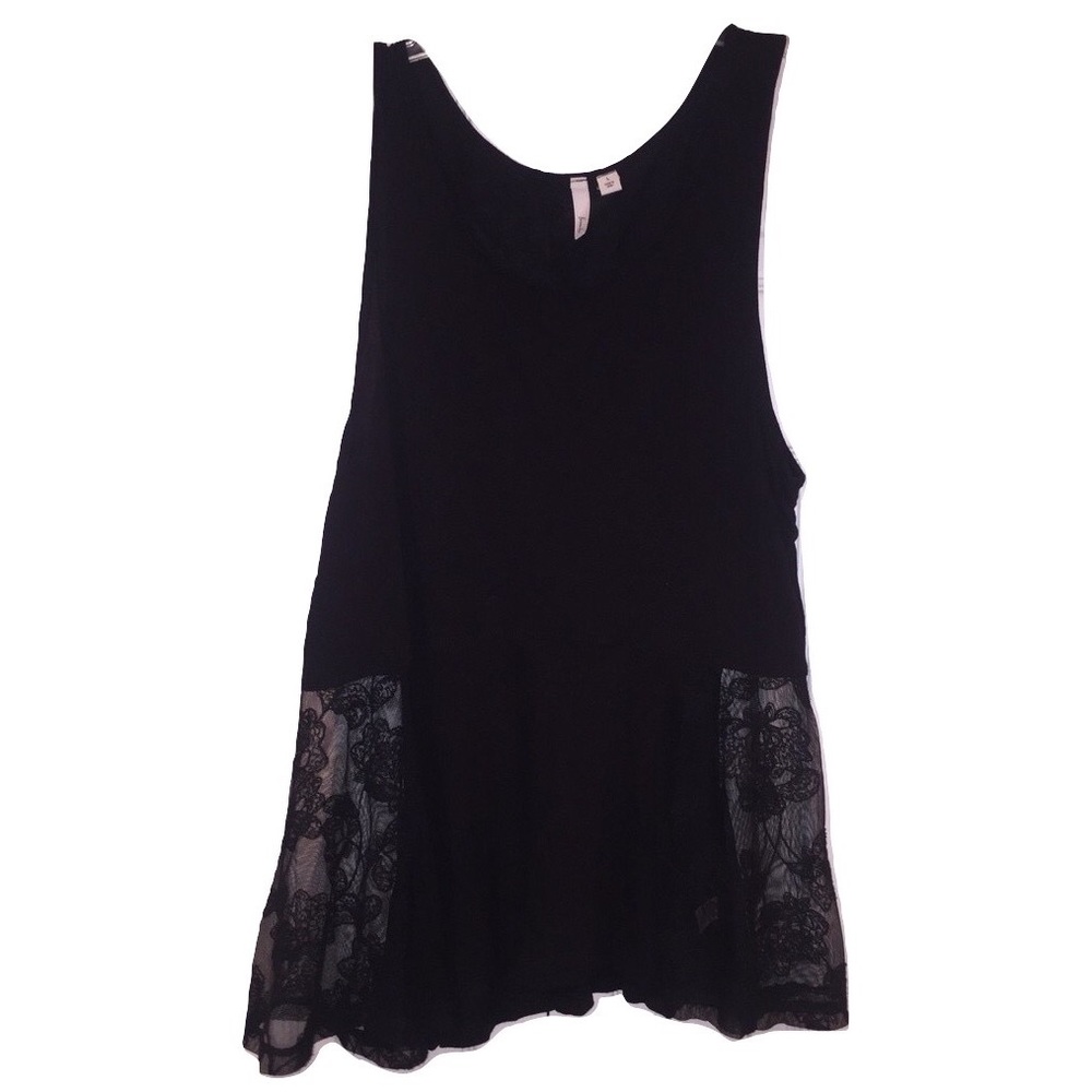 Frenchi Black Lace Swing Tank Top Size Large